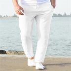 Exclusive Men’s Linen Summer Pants — Apricot — Size L — Side View