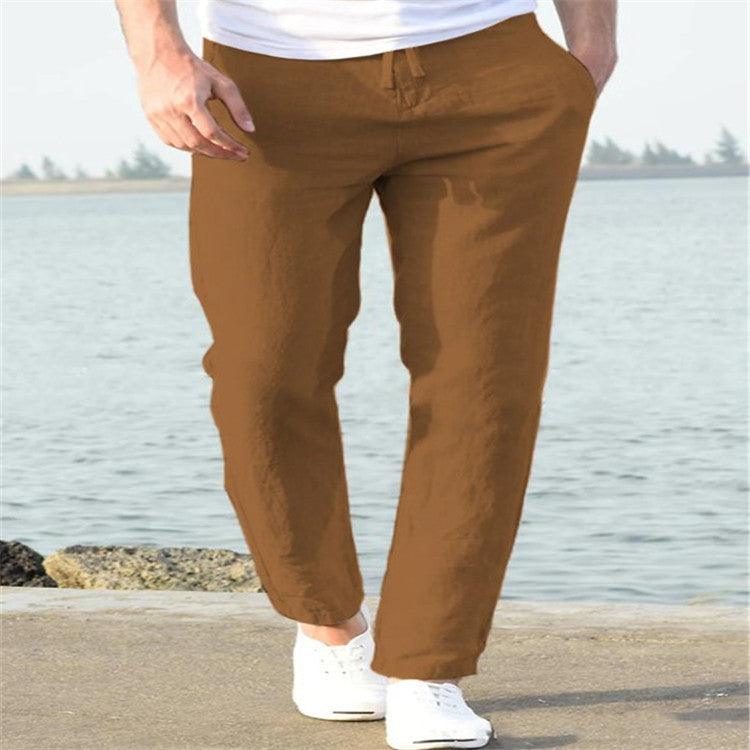 Exclusive Men’s Linen Summer Pants — Apricot — Size L — Alternate View 13