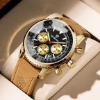 Exclusive Men's Ultra-Thin Business Watch | Leather Belt Waterproof — White Steel White Noodles — Front View