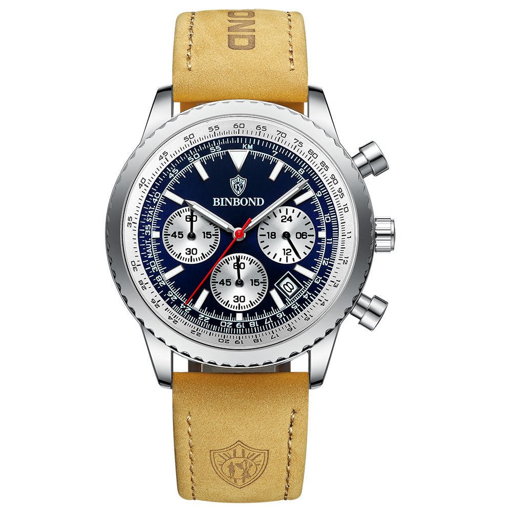 Exclusive Men's Ultra-Thin Business Watch | Leather Belt Waterproof — White Steel White Noodles — Detail View