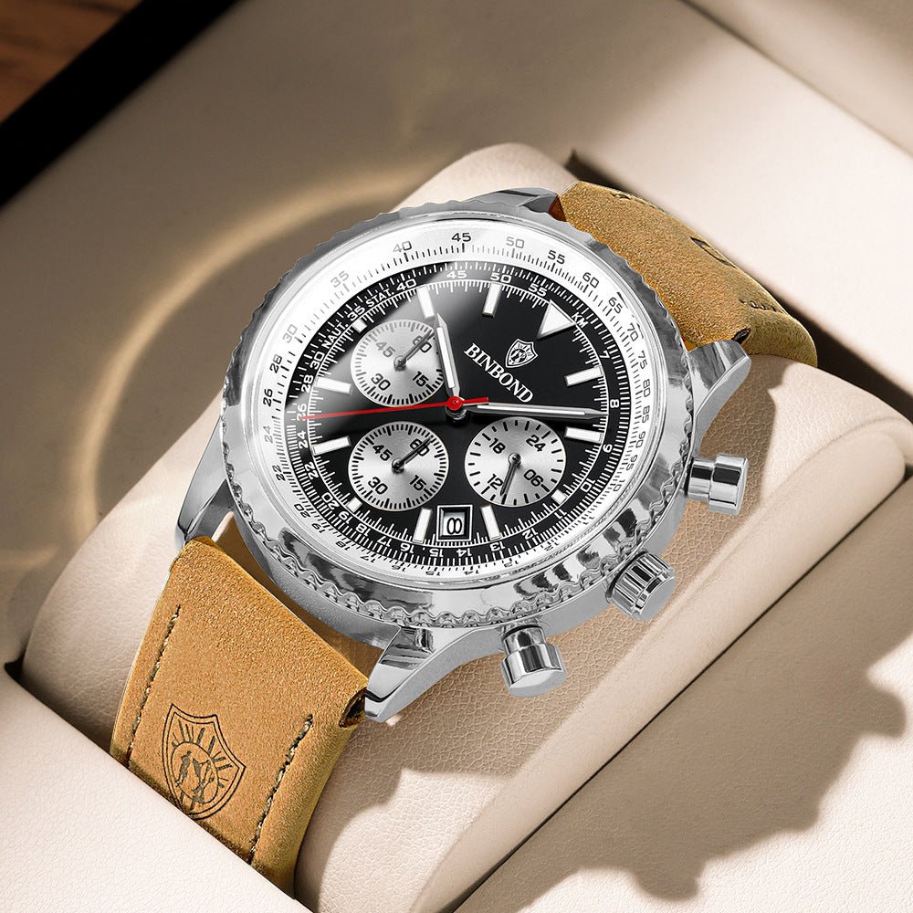 Exclusive Men's Ultra-Thin Business Watch | Leather Belt Waterproof — White Steel White Noodles — Alternate View 7