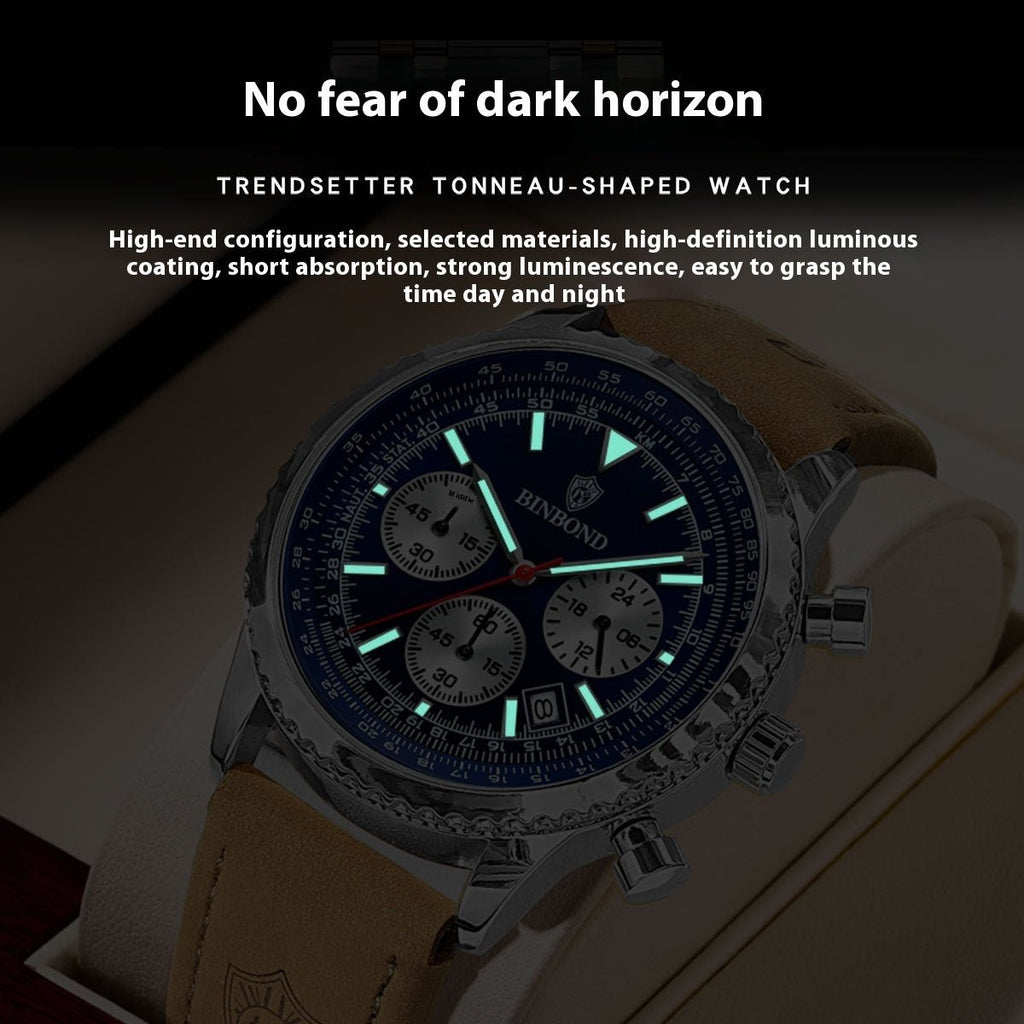 Exclusive Men's Ultra-Thin Business Watch | Leather Belt Waterproof — White Steel White Noodles — Top View
