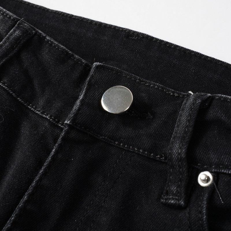 Exclusive Men's Paisley Patch Street Jeans — Black — Size 28 — Lifestyle View