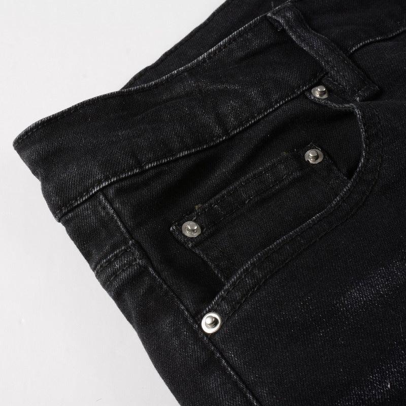 Exclusive Men's Paisley Patch Street Jeans — Black — Size 28 — Alternate View 8