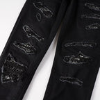 Exclusive Men's Paisley Patch Street Jeans — Black — Size 28 — Alternate View 9