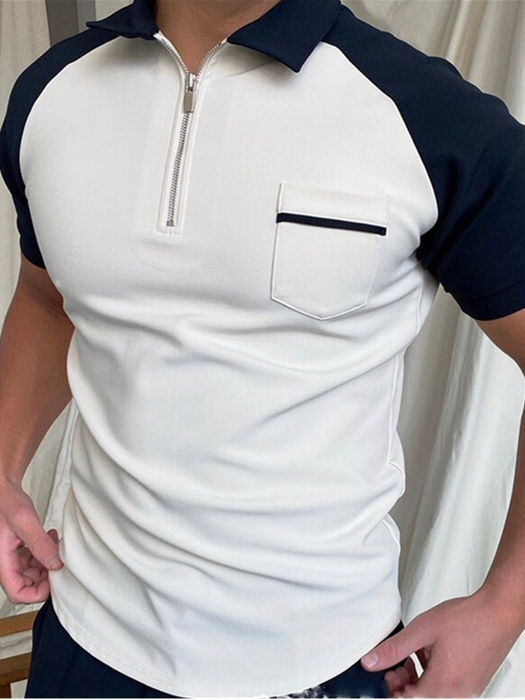 Exclusive Men Solid Polo Short-Sleeved Shirts — 10Style — Size 2XL — Side View