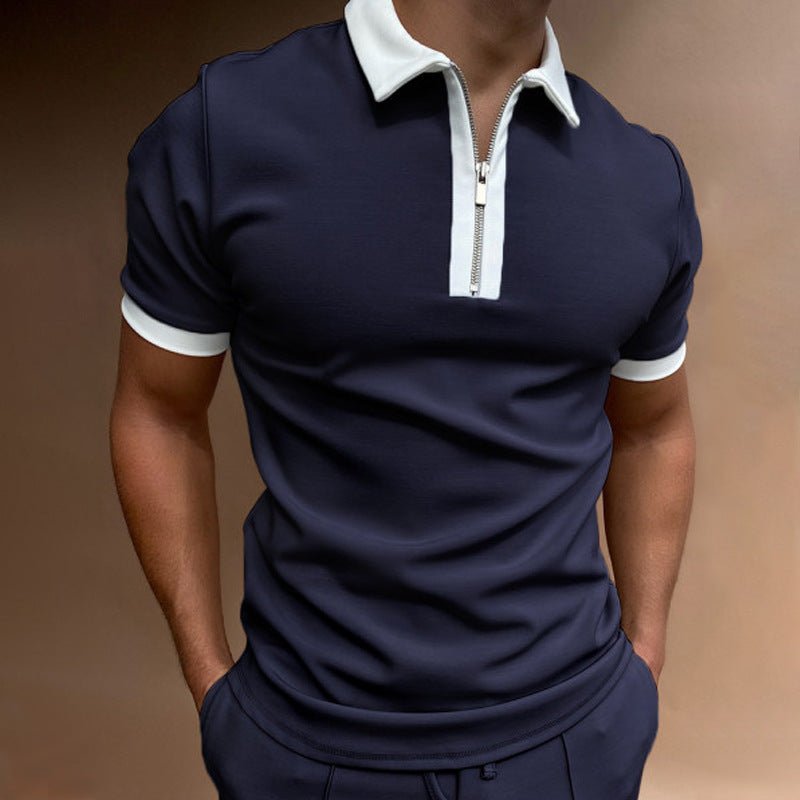 Exclusive Men Solid Polo Short-Sleeved Shirts — 10Style — Size 2XL — Lifestyle View