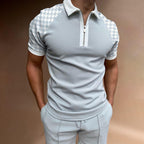 Exclusive Men's POLO Shirt Striped Printed Short Sleeve T-Shirt Lapel Shirt — Black white — Size 2XL — Back View