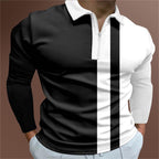 Exclusive Men's POLO Shirt Striped Printed Short Sleeve T-Shirt Lapel Shirt — Black white — Size 2XL — Alternate View 7