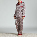 Exclusive Men's Printed Silk Pajamas — Silver circle — Size L — Alternate View 12