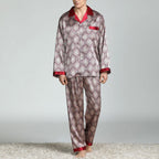 Exclusive Men's Printed Silk Pajamas — Silver circle — Size L — Alternate View 11