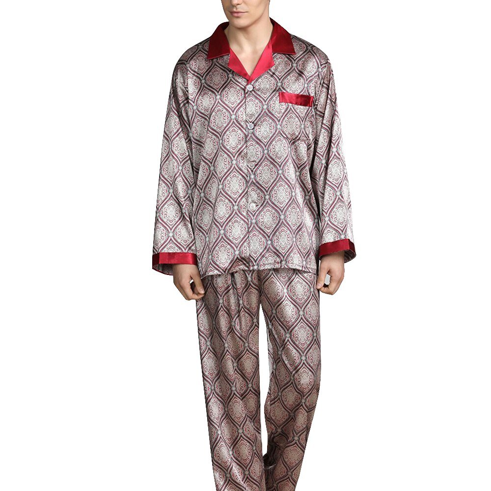 Exclusive Men's Printed Silk Pajamas — Silver circle — Size L — Alternate View 15