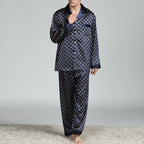 Exclusive Men's Printed Silk Pajamas — Silver circle — Size L — Alternate View 14