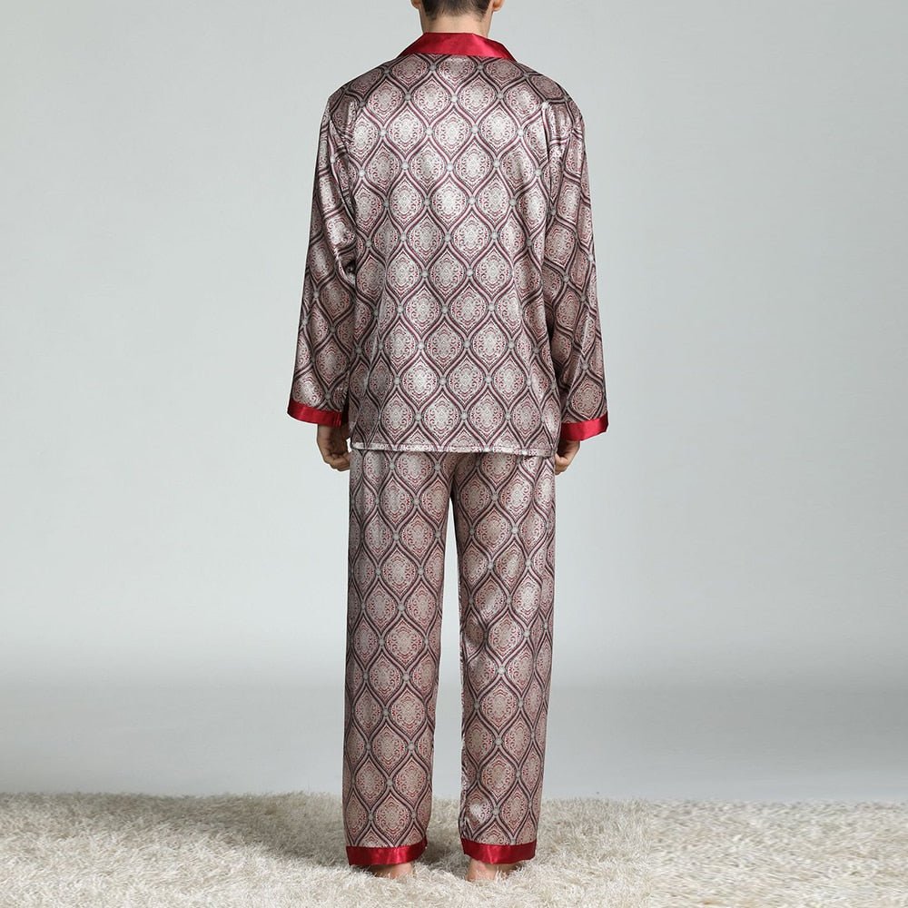 Exclusive Men's Printed Silk Pajamas — Silver circle — Size L — Alternate View 13