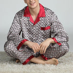 Exclusive Men's Printed Silk Pajamas — Silver circle — Size L — Alternate View 8