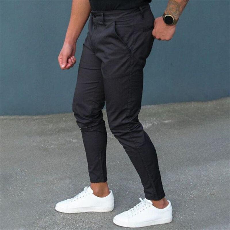 Exclusive Men's Pure Color Tight Trousers — Black — Size 2XL — Alternate View 9