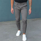 Exclusive Men's Pure Color Tight Trousers — Black — Size 2XL — Lifestyle View