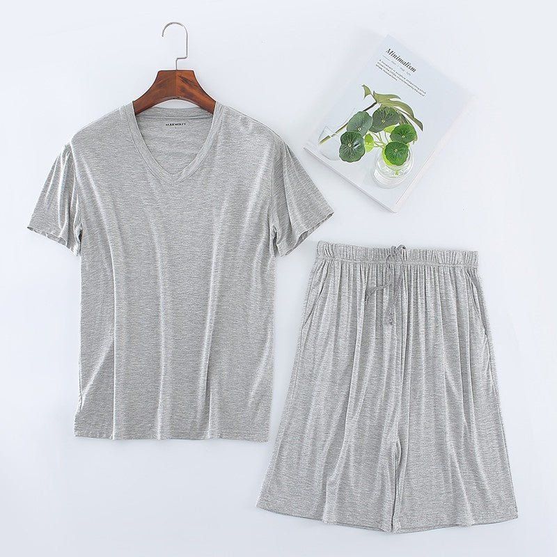 Exclusive Men's Short Sleeved Shorts Set — Light Gray — Size L — Lifestyle View
