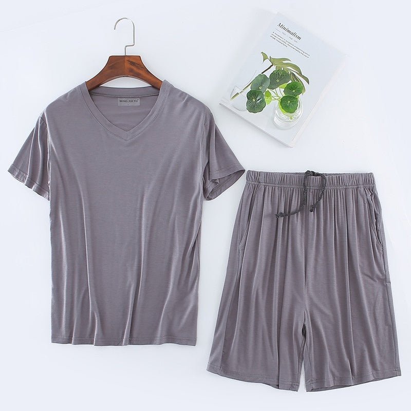 Exclusive Men's Short Sleeved Shorts Set — Light Gray — Size L — Alternate View 7
