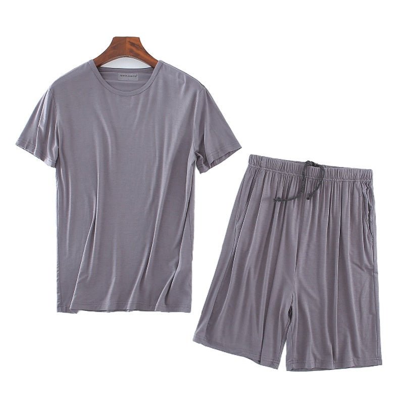 Exclusive Men's Short Sleeved Shorts Set — Light Gray — Size L — Detail View