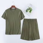 Exclusive Men's Short Sleeved Shorts Set — Light Gray — Size L — Alternate View 8