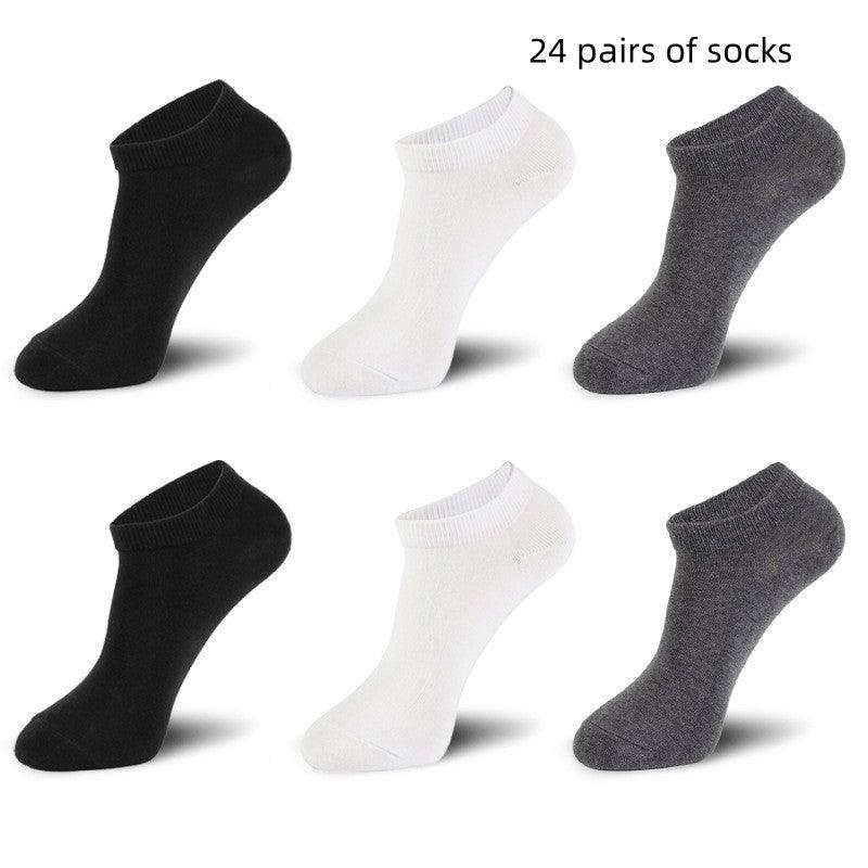 Exclusive Men’s Spring and Autumn Socks | Comfortable & Stylish — Black 2 White 2 Dark Gray 2 — Size Average Size — Detail View