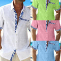 Exclusive Men's Summer Vacation Seaside Casual Shirts — Blue — Size 2XL — Front View