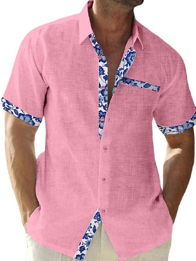 Exclusive Men's Summer Vacation Seaside Casual Shirts — Blue — Size 2XL — Detail View