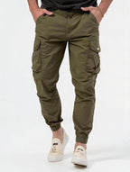 Exclusive Men's Three-dimensional Pocket Woven Overalls — Army Green — Size L — Detail View