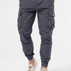 Exclusive Men's Three-dimensional Pocket Woven Overalls — Army Green — Size L — Front View
