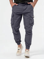 Exclusive Men's Three-dimensional Pocket Woven Overalls — Army Green — Size L — Back View