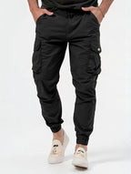 Exclusive Men's Three-dimensional Pocket Woven Overalls — Army Green — Size L — Top View