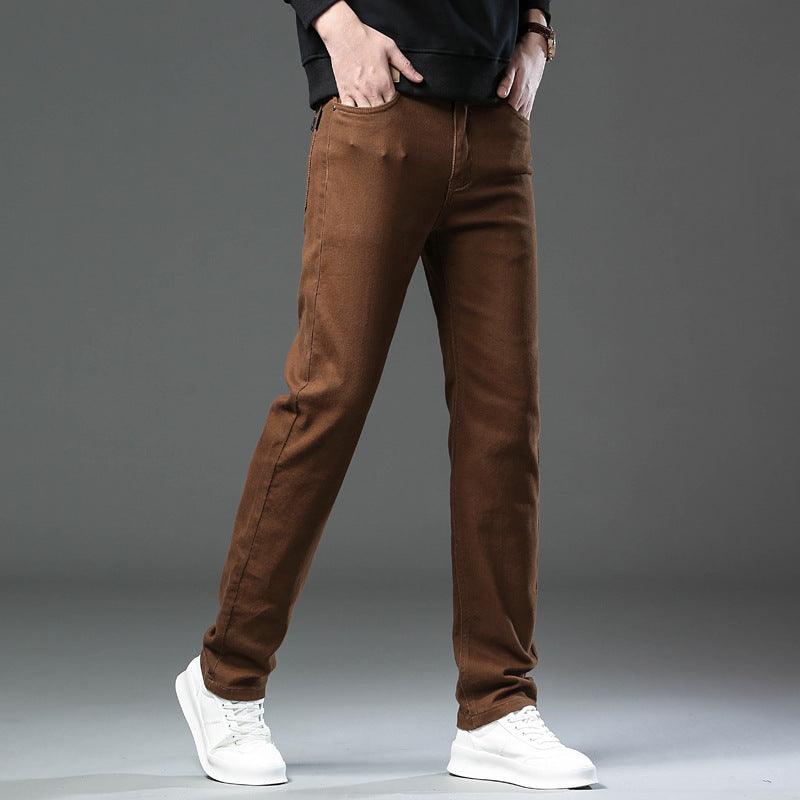 Exclusive Men's trendy slim fitting casual pants — Army Green — Size 28 — Side View