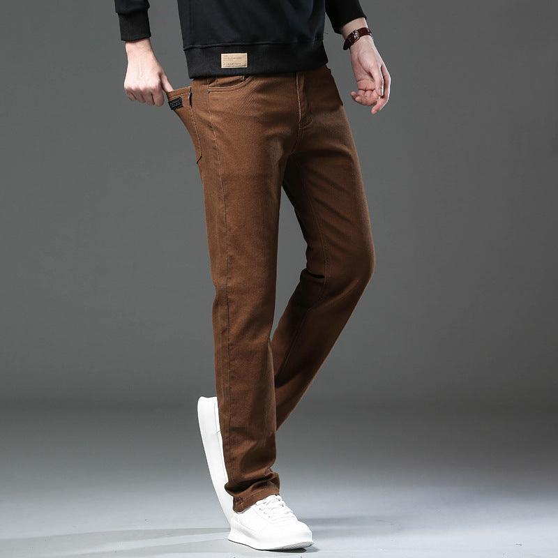 Exclusive Men's trendy slim fitting casual pants — Army Green — Size 28 — Front View