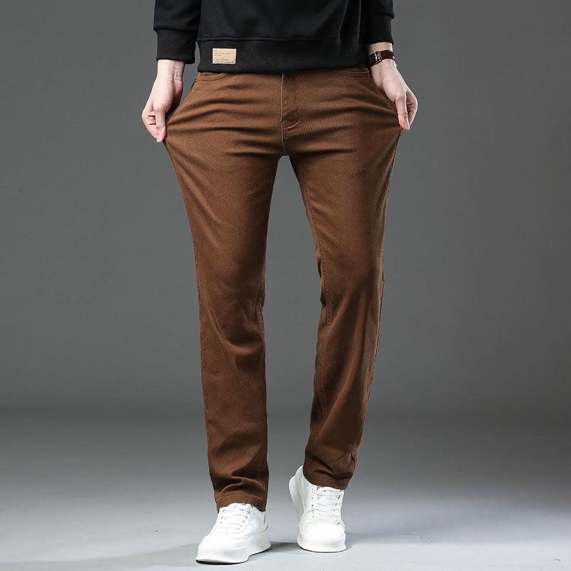 Exclusive Men's trendy slim fitting casual pants — Army Green — Size 28 — Top View