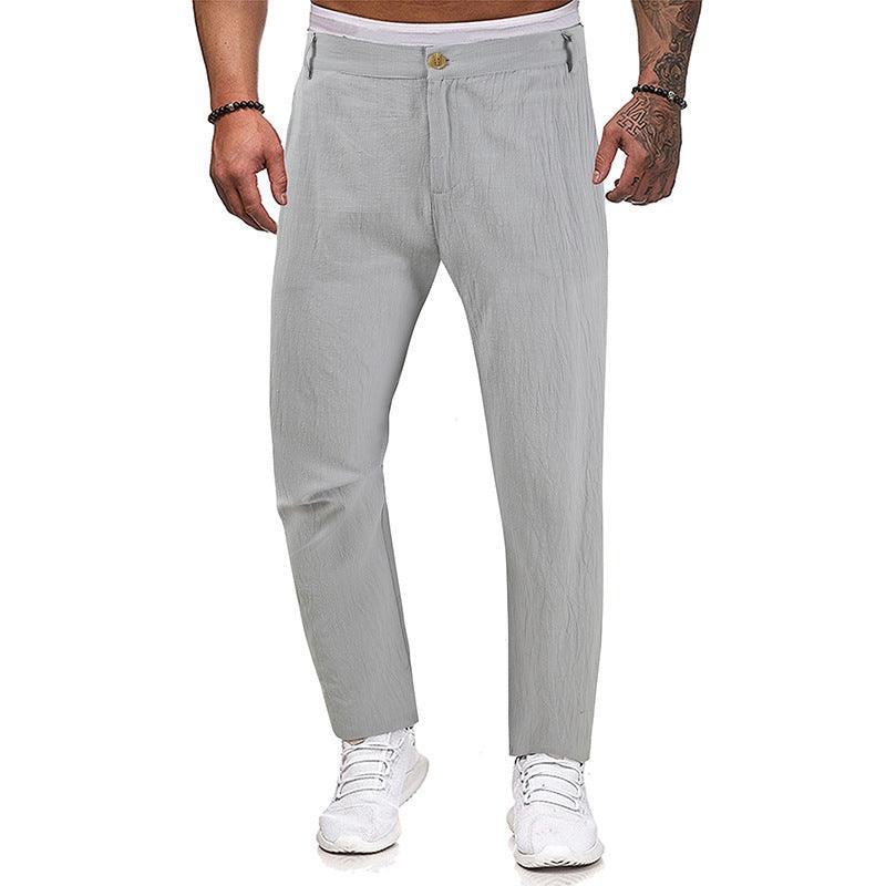 Exclusive Men's Trousers Sports Loose Straight — Beige — Size L — Detail View