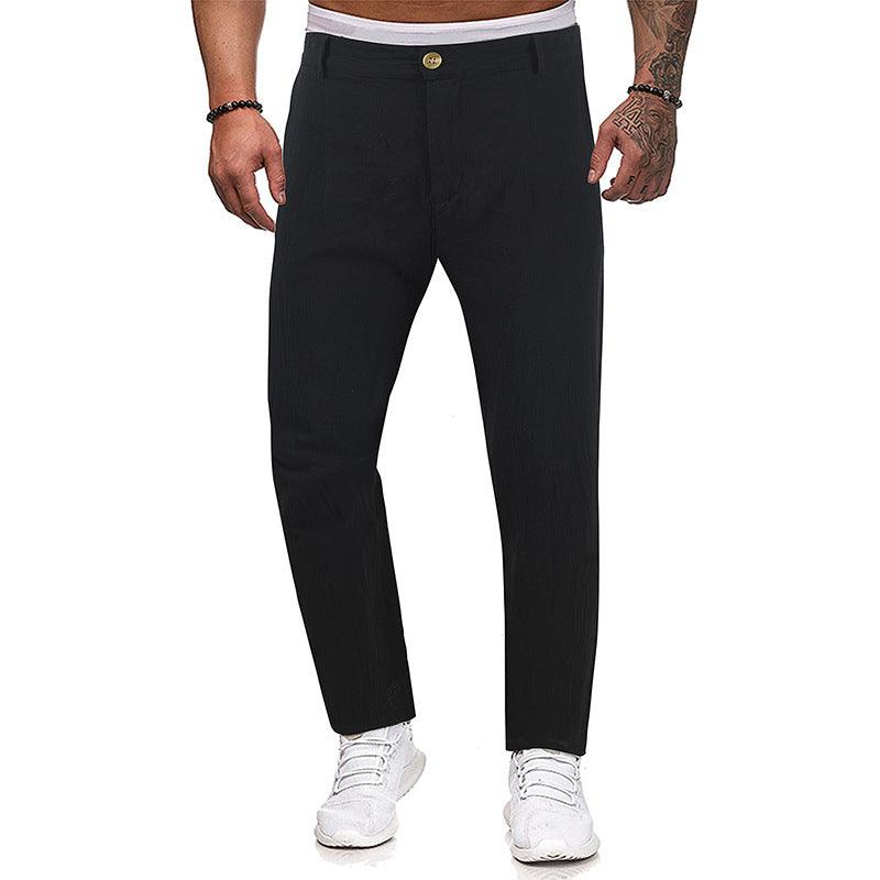 Exclusive Men's Trousers Sports Loose Straight — Beige — Size L — Back View