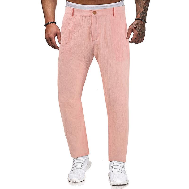 Exclusive Men's Trousers Sports Loose Straight — Beige — Size L — Lifestyle View
