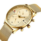 Exclusive Waterproof Quartz Watch — Gold — Back View
