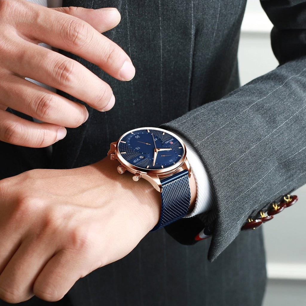 Exclusive Waterproof Quartz Watch — Gold — Front View