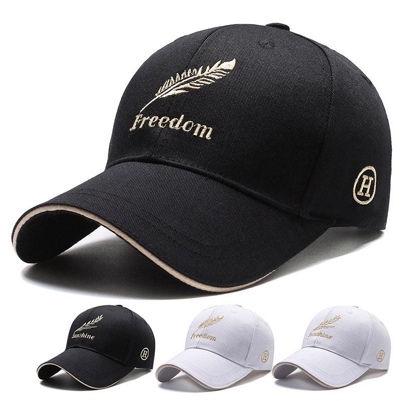 Exclusive Men's Wheat Embroidered Baseball Cap — Feather Black — Size Adjustable — Front View