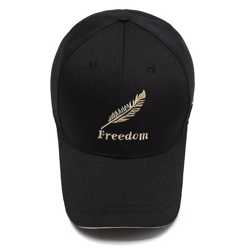 Exclusive Men's Wheat Embroidered Baseball Cap — Feather Black — Size Adjustable — Side View