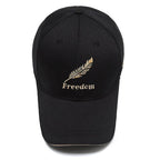 Exclusive Men's Wheat Embroidered Baseball Cap — Feather Black — Size Adjustable — Side View