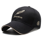 Exclusive Men's Wheat Embroidered Baseball Cap — Feather Black — Size Adjustable — Top View