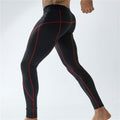 Exclusive Men's Workout Elastic Tight Sports Pants — Black — Size L — Front View