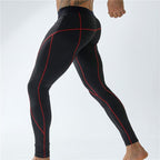 Exclusive Men's Workout Elastic Tight Sports Pants — Black — Size L — Front View