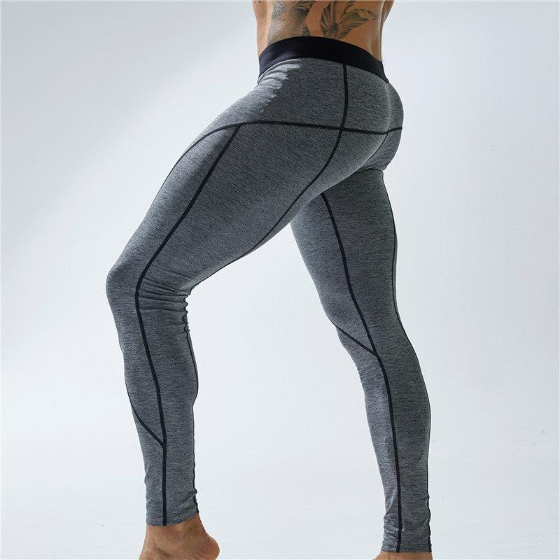 Exclusive Men's Workout Elastic Tight Sports Pants — Black — Size L — Back View