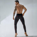 Exclusive Men's Workout Elastic Tight Sports Pants — Black — Size L — Detail View