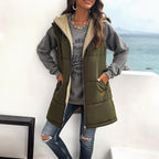 Exclusive Mid-length Hooded Cotton Jacket With Pockets — Army Green — Size L — Lifestyle View