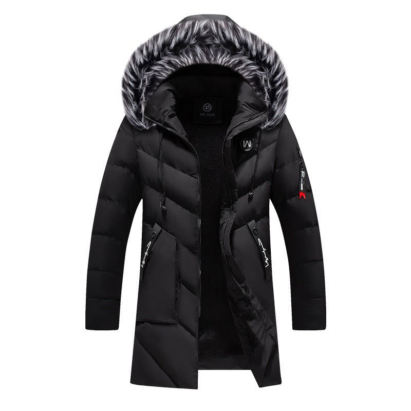 Exclusive Mid-length plus cashmere padded jacket — Dark blue — Size 4XL — Back View